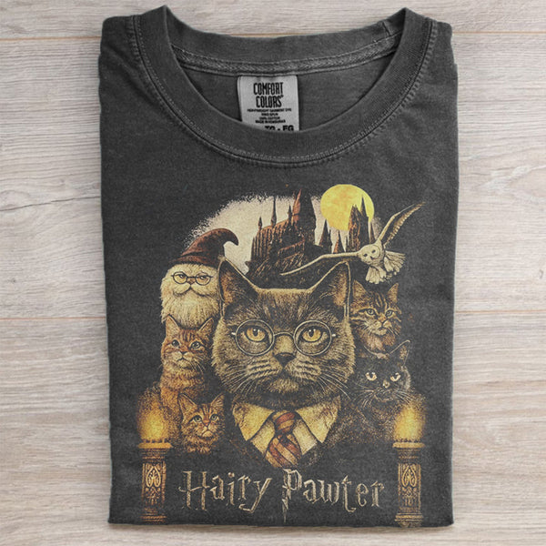 Hairy Pawter Cat Wizard Fantasy T-shirt