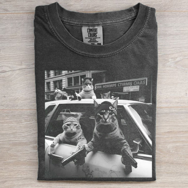 Funny Cat Gang Vinage T-shirt